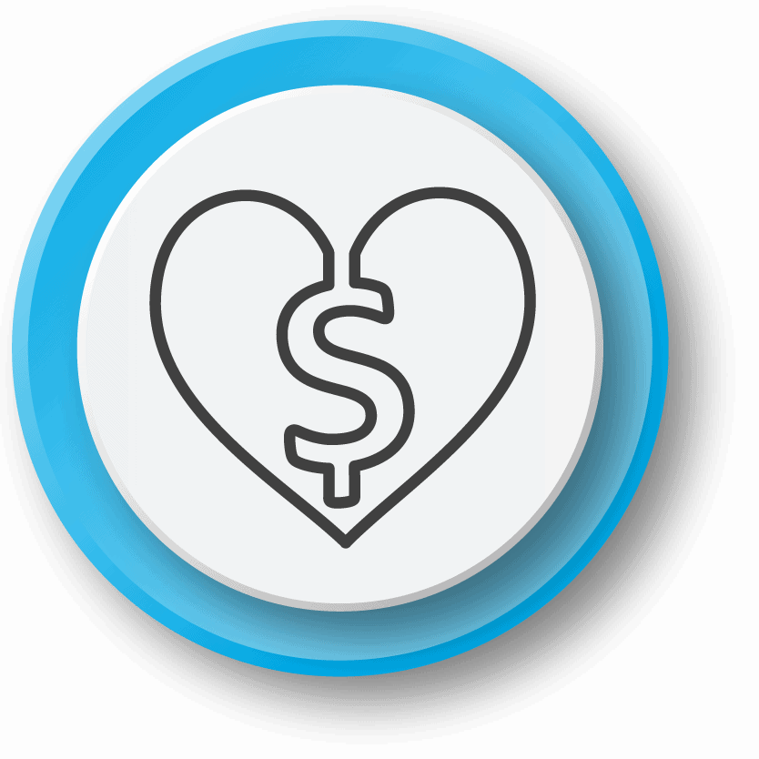 donation icon with heart and dollar sign